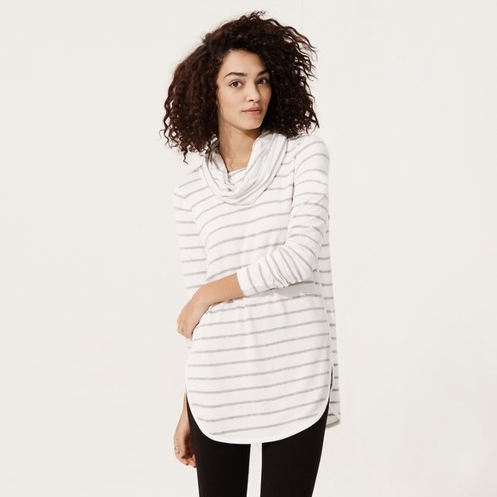Lou & Grey Striped Cowl Neck Sweater